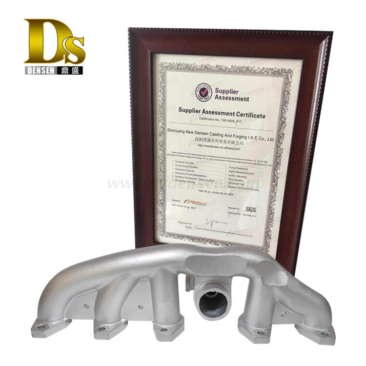 Densen Customized ductile iron Clay sand casting (coated sand core) and machining exhaust manifold,tractor exhaust manifold